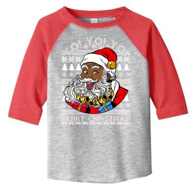 Yo Yo Yo Ho Ho Ho Black Santa Claus Ugly Christmas Toddler Fine Jersey T-Shirt