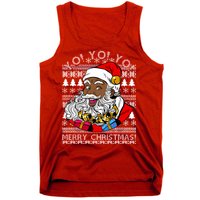 Yo Yo Yo Ho Ho Ho Black Santa Claus Ugly Christmas Tank Top