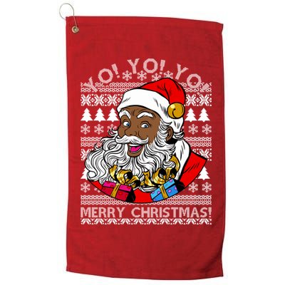 Yo Yo Yo Ho Ho Ho Black Santa Claus Ugly Christmas Golf Towel