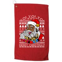 Yo Yo Yo Ho Ho Ho Black Santa Claus Ugly Christmas Platinum Collection Golf Towel