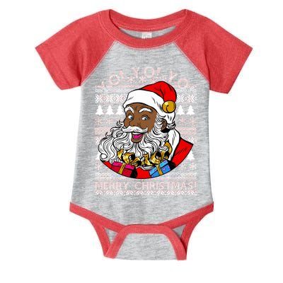 Yo Yo Yo Ho Ho Ho Black Santa Claus Ugly Christmas Infant Baby Jersey Bodysuit