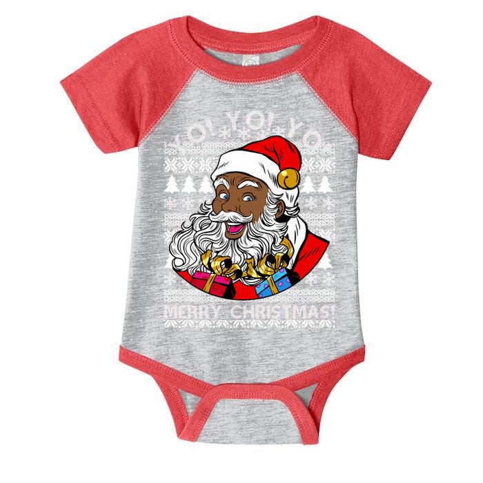 Yo Yo Yo Ho Ho Ho Black Santa Claus Ugly Christmas Infant Baby Jersey Bodysuit