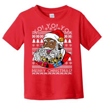 Yo Yo Yo Ho Ho Ho Black Santa Claus Ugly Christmas Toddler T-Shirt