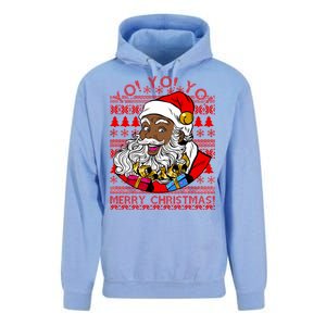 Yo Yo Yo Ho Ho Ho Black Santa Claus Ugly Christmas Unisex Surf Hoodie