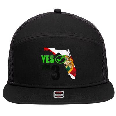 Yes On 3 Florida 7 Panel Mesh Trucker Snapback Hat