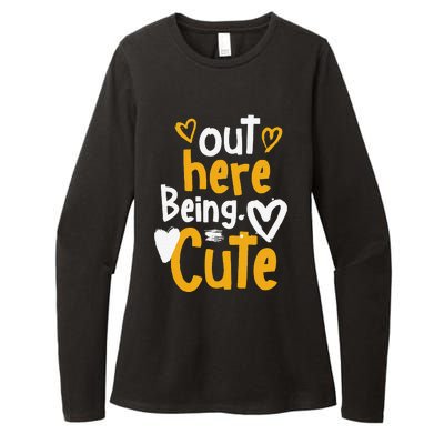 Yellow Ochre Black White Color Match Womens CVC Long Sleeve Shirt