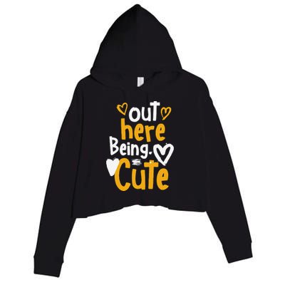 Yellow Ochre Black White Color Match Crop Fleece Hoodie