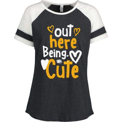 Yellow Ochre Black White Color Match Enza Ladies Jersey Colorblock Tee