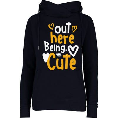 Yellow Ochre Black White Color Match Womens Funnel Neck Pullover Hood