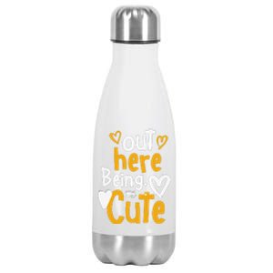 Yellow Ochre Black White Color Match Stainless Steel Insulated Water Bottle