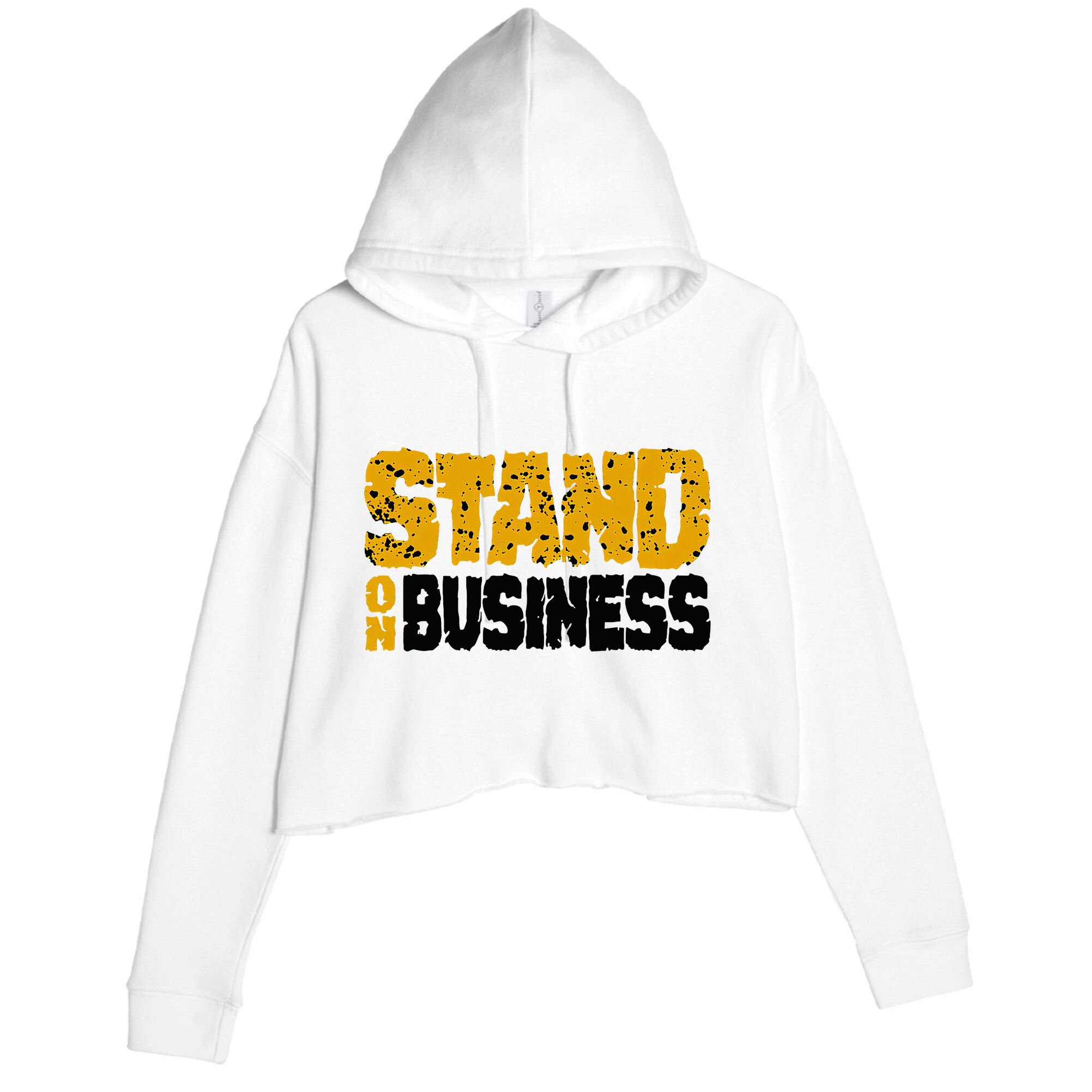 Yellow Ochre Black White Color Match Crop Fleece Hoodie