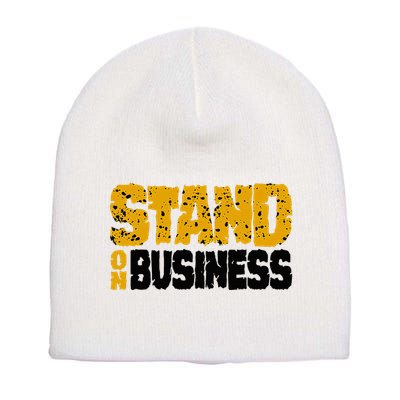 Yellow Ochre Black White Color Match Short Acrylic Beanie