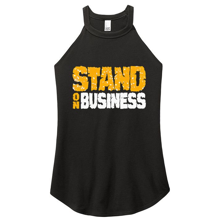Yellow Ochre Black White Color Match Women's Perfect Tri Rocker Tank
