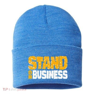 Yellow Ochre Black White Color Match Sustainable Knit Beanie