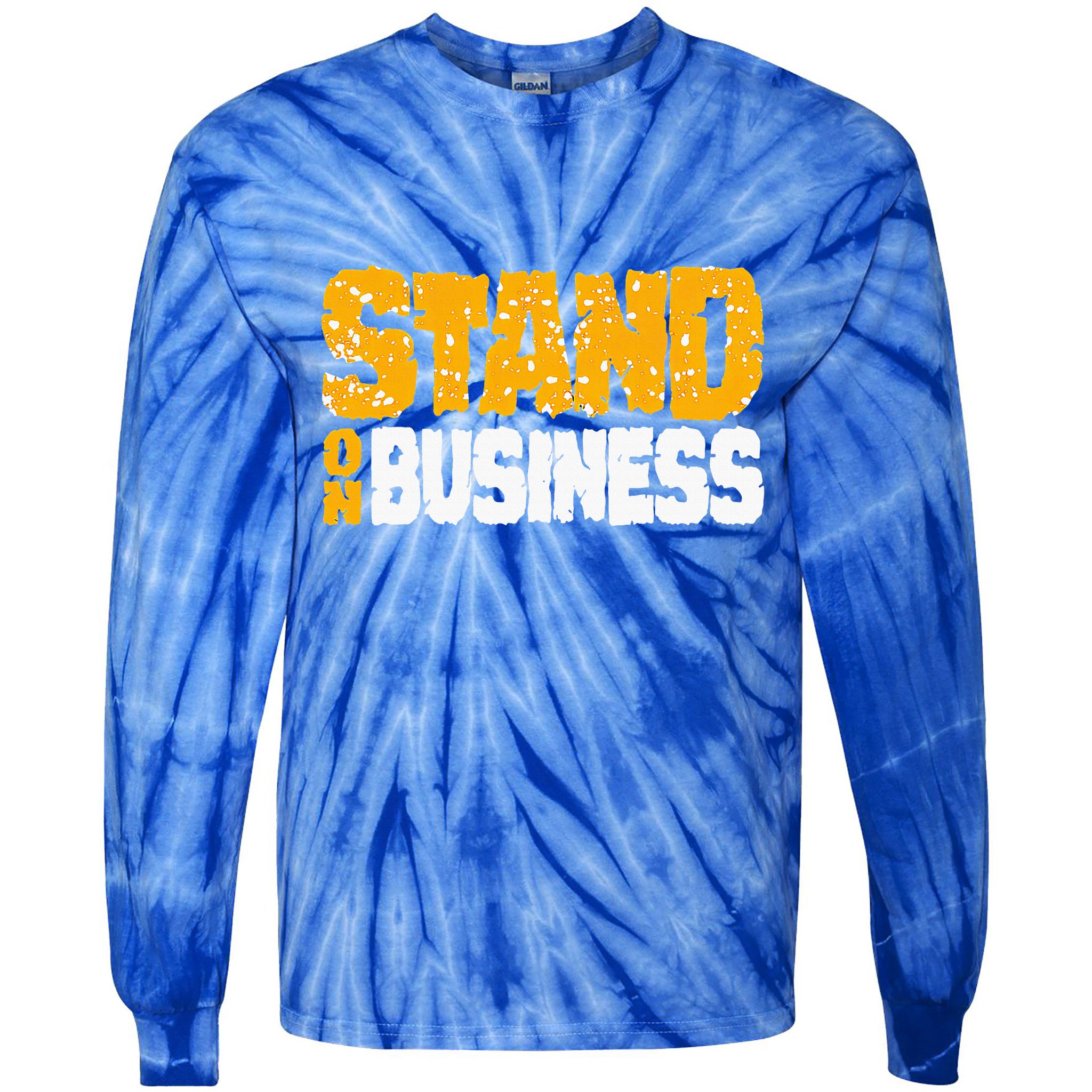 Yellow Ochre Black White Color Match Tie-Dye Long Sleeve Shirt
