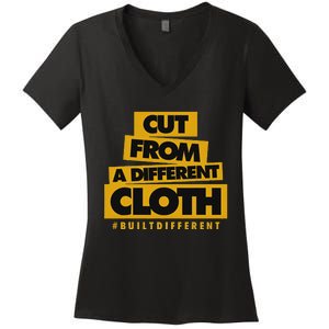 Yellow Ochre Black White Color Match Women's V-Neck T-Shirt