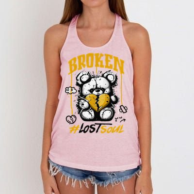 Yellow Ochre Black White Color Match Women's Knotted Racerback Tank