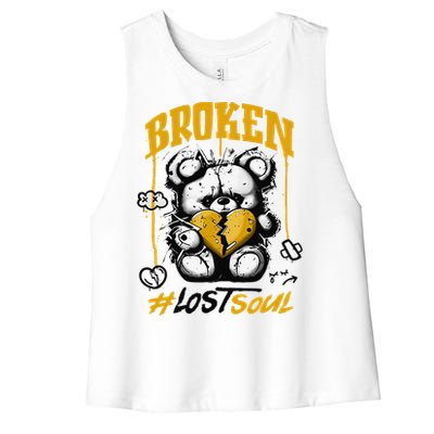 Yellow Ochre Black White Color Match Women's Racerback Cropped Tank