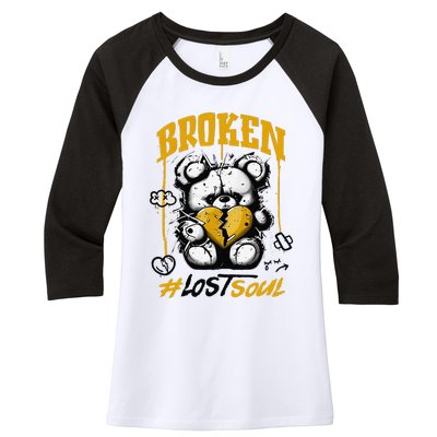 Yellow Ochre Black White Color Match Women's Tri-Blend 3/4-Sleeve Raglan Shirt