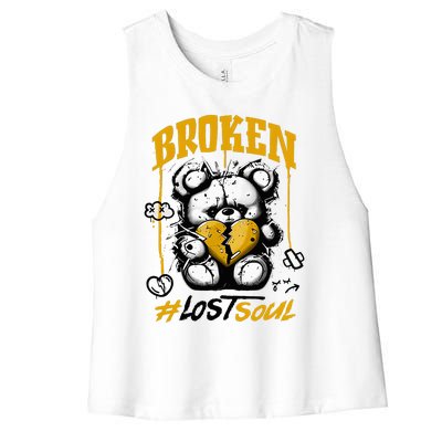 Yellow Ochre Black White Color Match Women's Racerback Cropped Tank