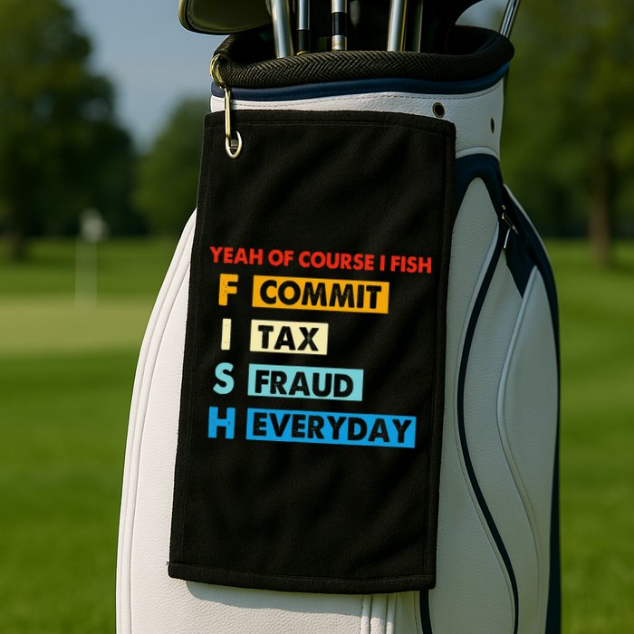 Yeah Of Course I Fish Commit Tax Fraud Everyday Fishing Golf Towel