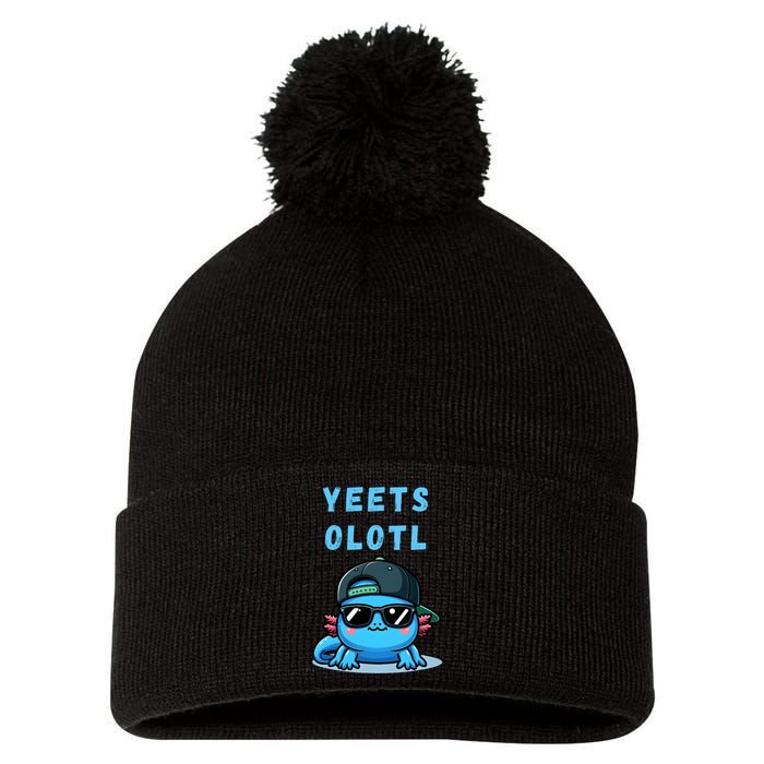 Yeets Olotl Funny Axolotl Yeet, Yeet Quote Funny Saying Pom Pom 12in Knit Beanie