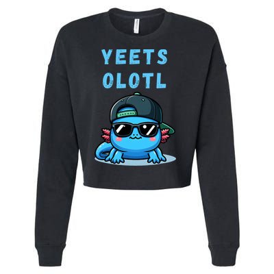 Yeets Olotl Funny Axolotl Yeet, Yeet Quote Funny Saying Cropped Pullover Crew