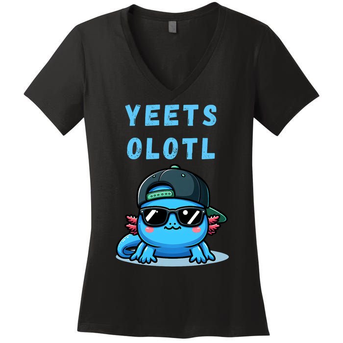 Yeets Olotl Funny Axolotl Yeet, Yeet Quote Funny Saying Women's V-Neck T-Shirt