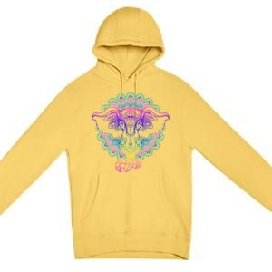 Yoga Elephant Aesthetic Ornate Stylized Premium Pullover Hoodie