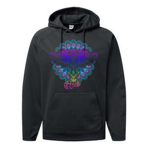 Yoga Elephant Aesthetic Ornate Stylized Performance Fleece Hoodie