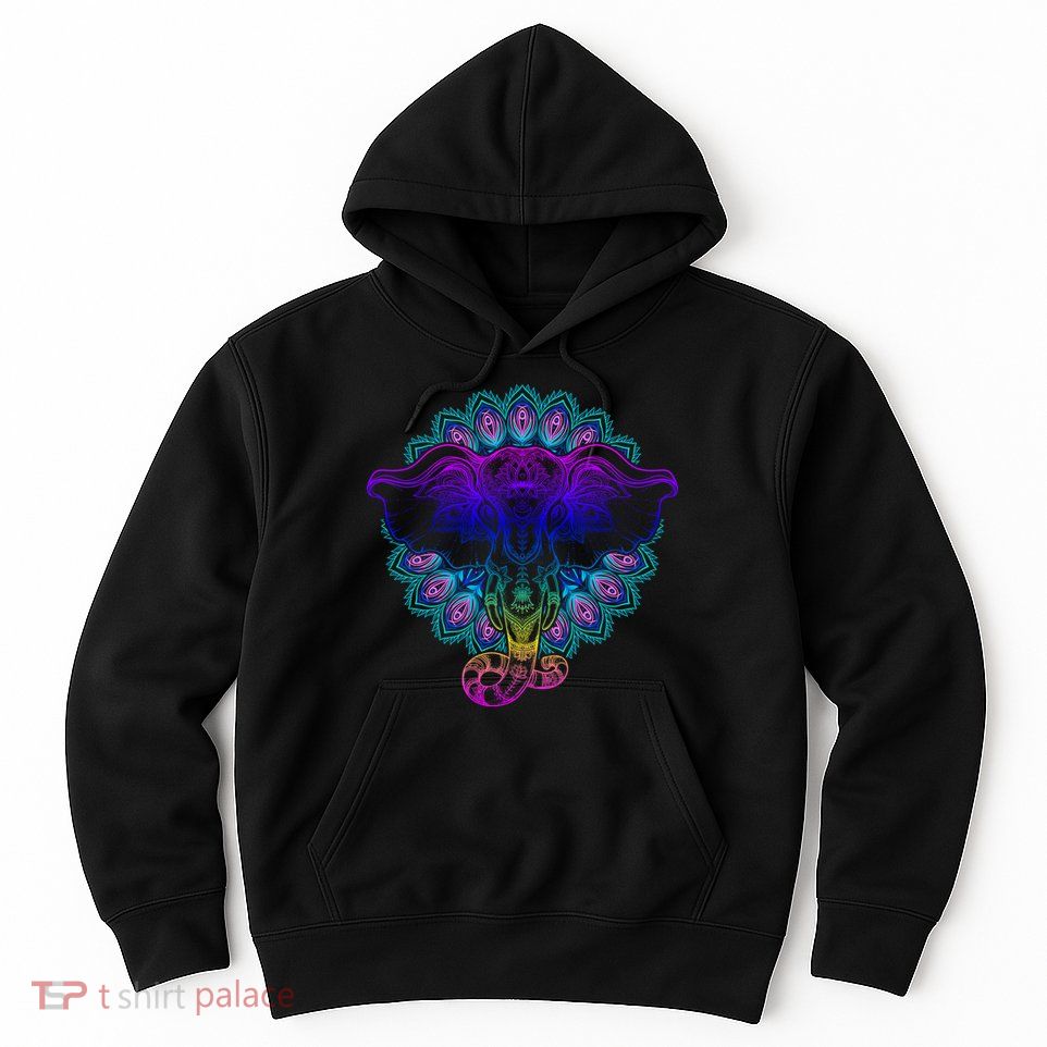 Yoga Elephant Aesthetic Ornate Stylized Hoodie