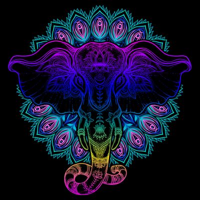 Yoga Elephant Aesthetic Ornate Stylized T-Shirt