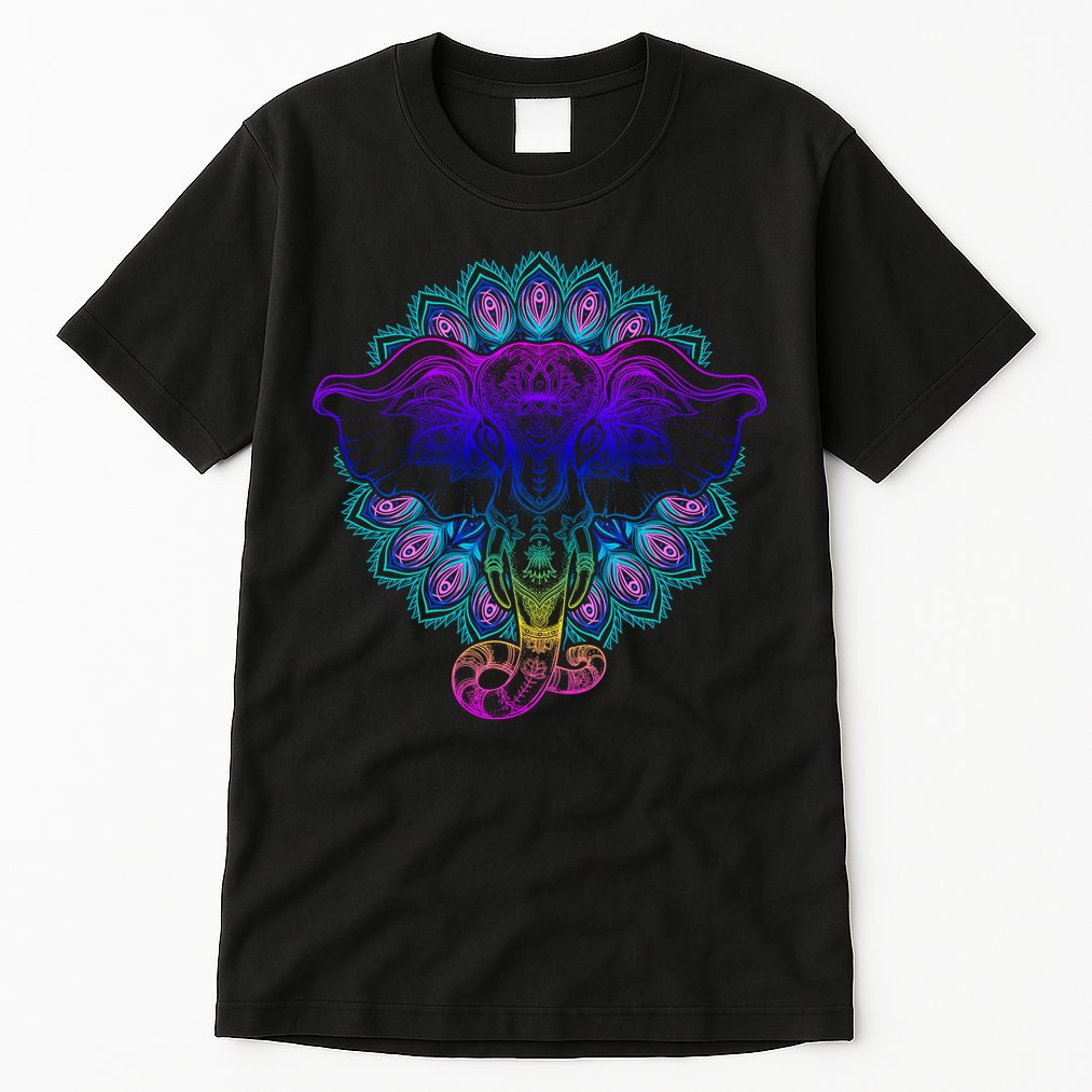 Yoga Elephant Aesthetic Ornate Stylized Tall T-Shirt