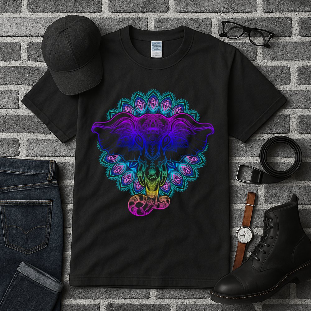 Yoga Elephant Aesthetic Ornate Stylized Tall T-Shirt