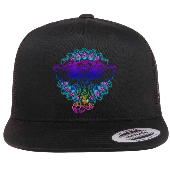Yoga Elephant Aesthetic Ornate Stylized Flatbill Hat