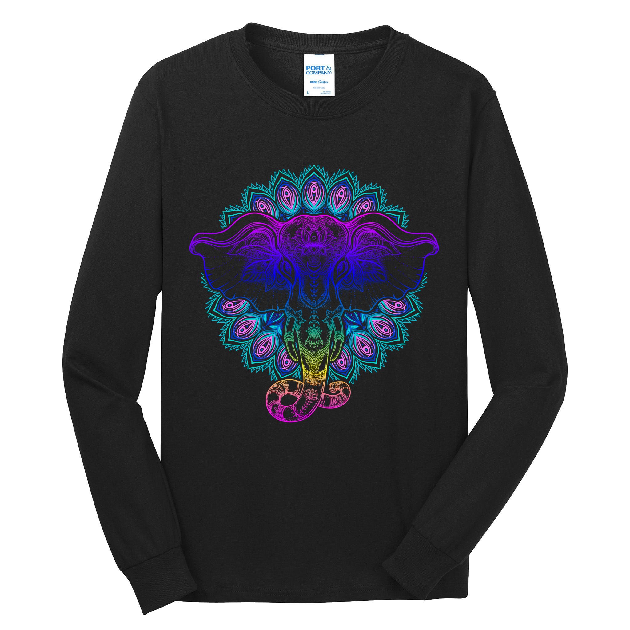 Yoga Elephant Aesthetic Ornate Stylized Tall Long Sleeve T-Shirt