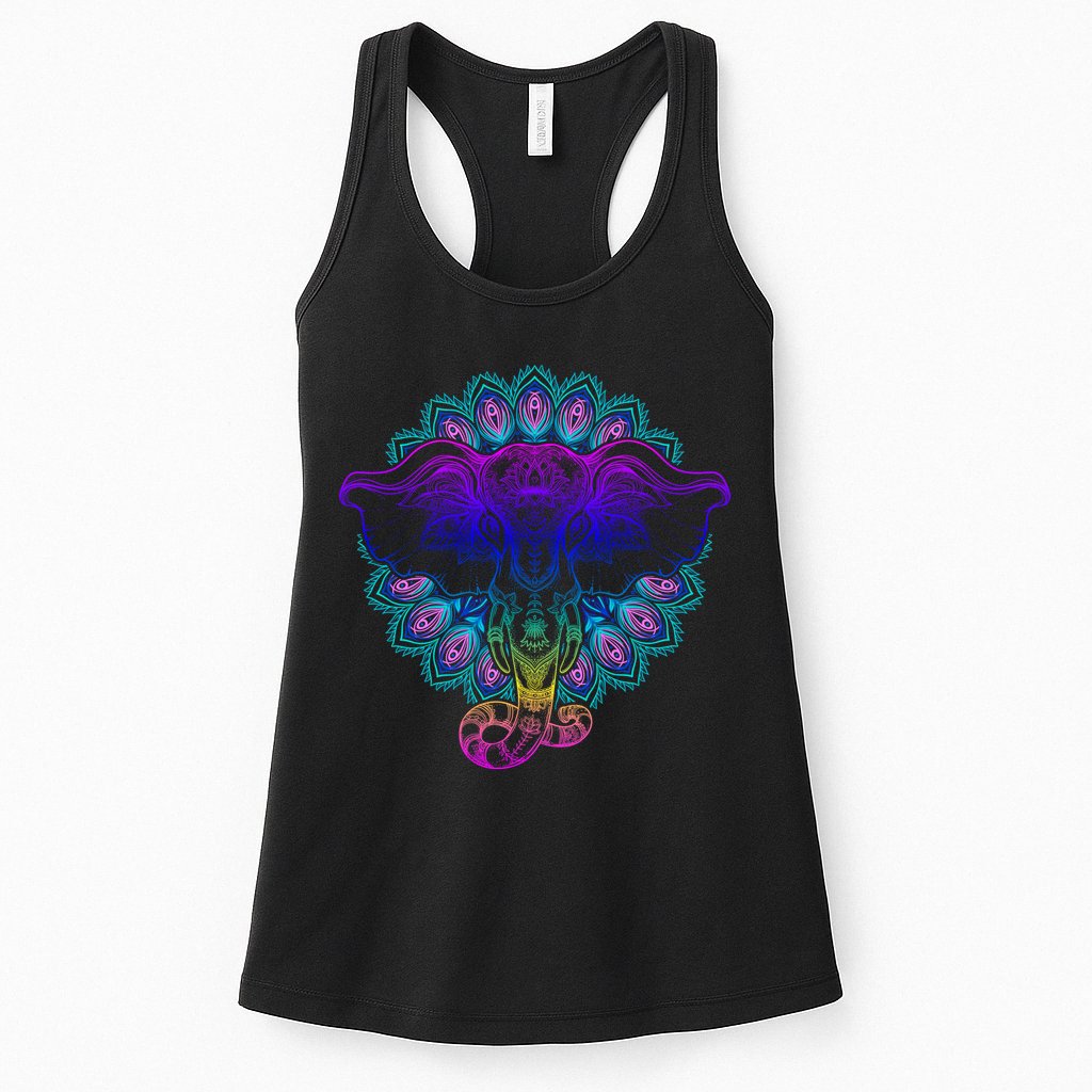 Yoga Elephant Aesthetic Ornate Stylized Womens Tank Top