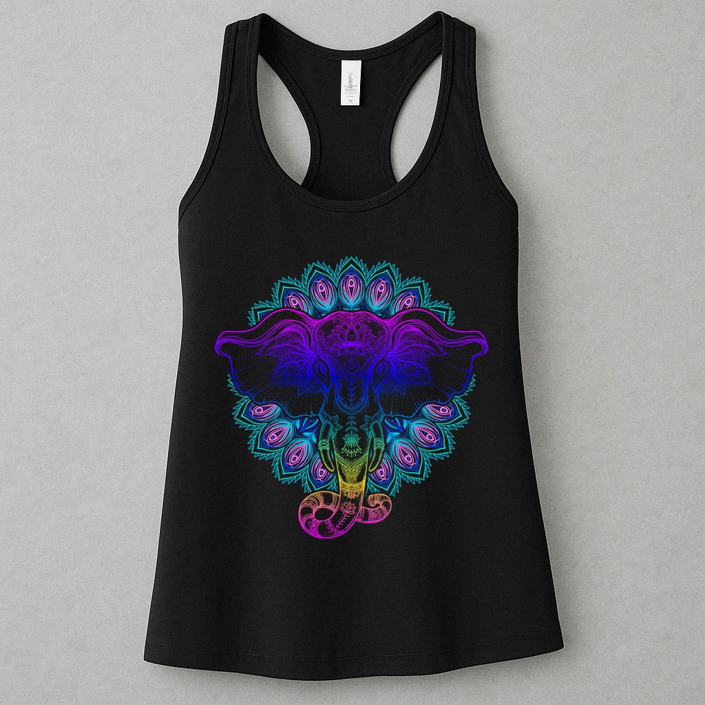 Yoga Elephant Aesthetic Ornate Stylized Womens Tank Top