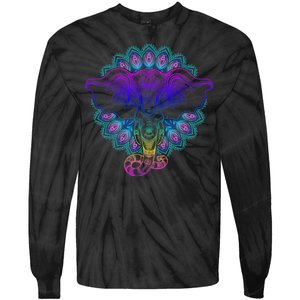 Yoga Elephant Aesthetic Ornate Stylized Tie-Dye Long Sleeve Shirt