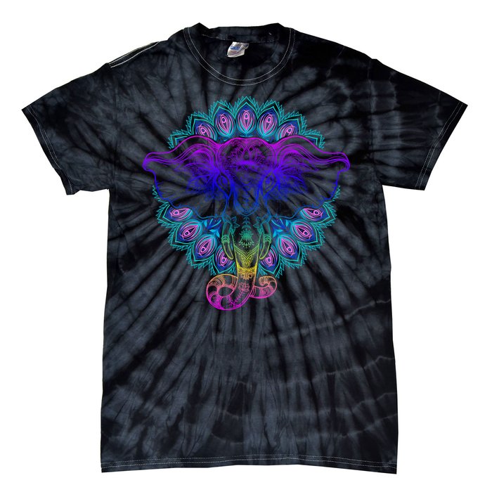 Yoga Elephant Aesthetic Ornate Stylized Tie-Dye T-Shirt