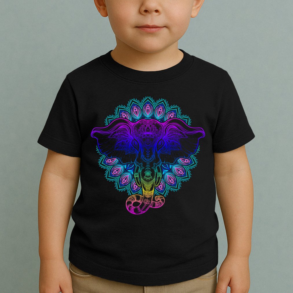 Yoga Elephant Aesthetic Ornate Stylized Toddler T-Shirt