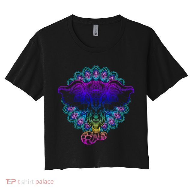 Yoga Elephant Aesthetic Ornate Stylized Crop Top