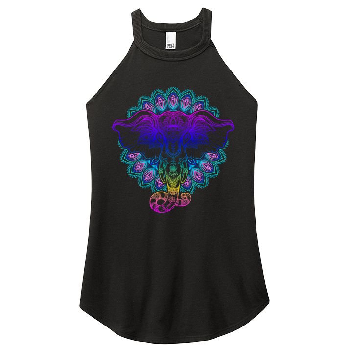 Yoga Elephant Aesthetic Ornate Stylized Women's Perfect Tri Rocker Tank