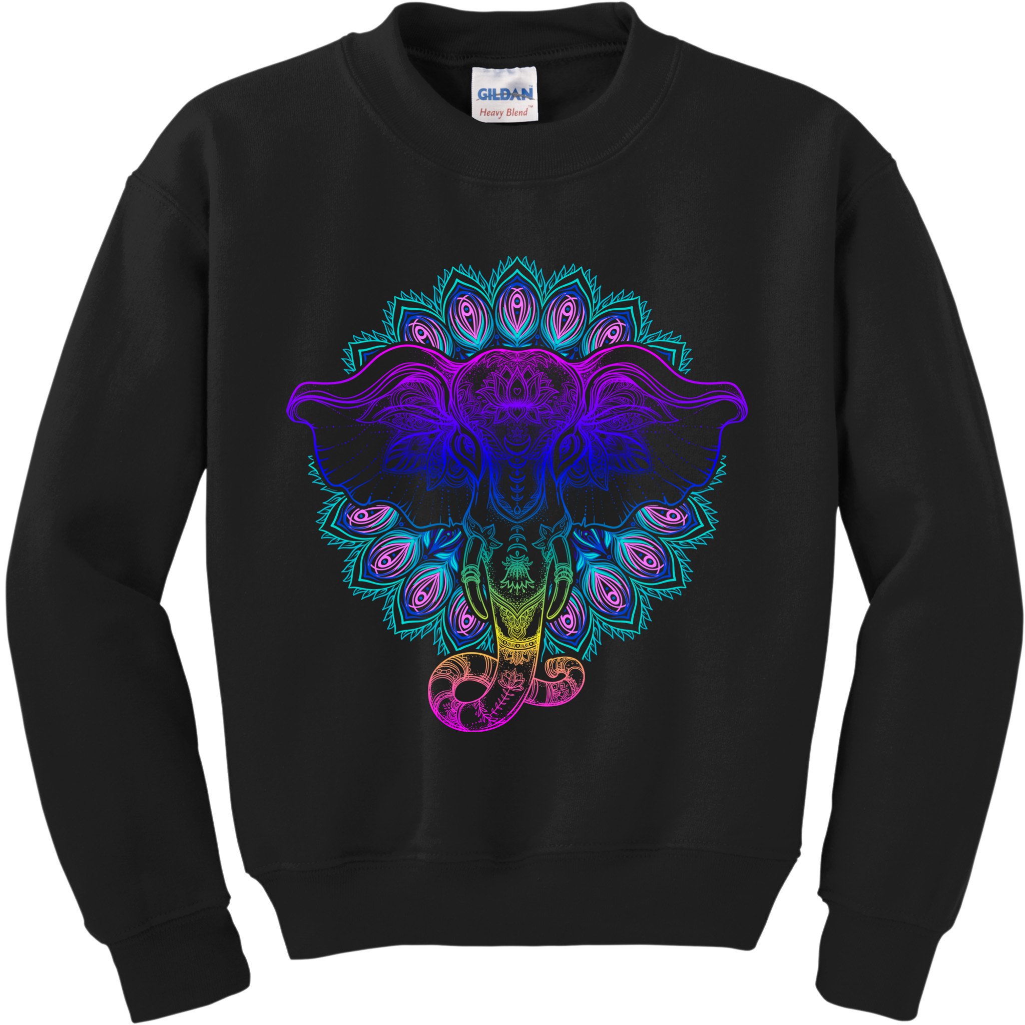 Yoga Elephant Aesthetic Ornate Stylized Kids Sweatshirt