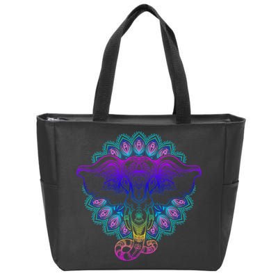 Yoga Elephant Aesthetic Ornate Stylized Zip Tote Bag