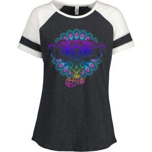 Yoga Elephant Aesthetic Ornate Stylized Enza Ladies Jersey Colorblock Tee