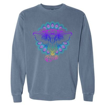 Yoga Elephant Aesthetic Ornate Stylized Garment-Dyed Sweatshirt