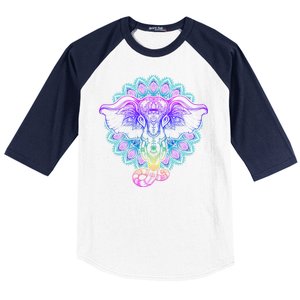 Yoga Elephant Aesthetic Ornate Stylized Baseball Sleeve Shirt