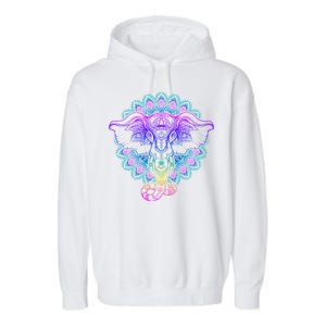 Yoga Elephant Aesthetic Ornate Stylized Garment-Dyed Fleece Hoodie