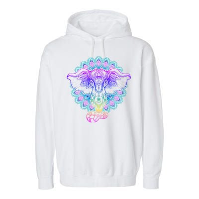 Yoga Elephant Aesthetic Ornate Stylized Garment-Dyed Fleece Hoodie